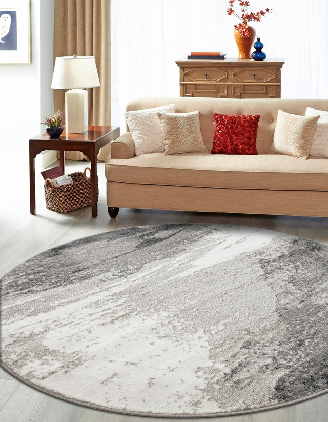 Black 4' 1 x 4' 1 Norge Round Area Rug 100% Polypropylene Easy Clean Non Shed Stain Resistant Modern Carpet for Home Interior Design for Sale at Rug Engine