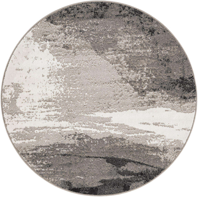 Black 5' 1 x 5' 1 Norge Round Area Rug 100% Polypropylene Easy Clean Non Shed Stain Resistant Modern Carpet for Home Interior Design for Sale at Rug Engine