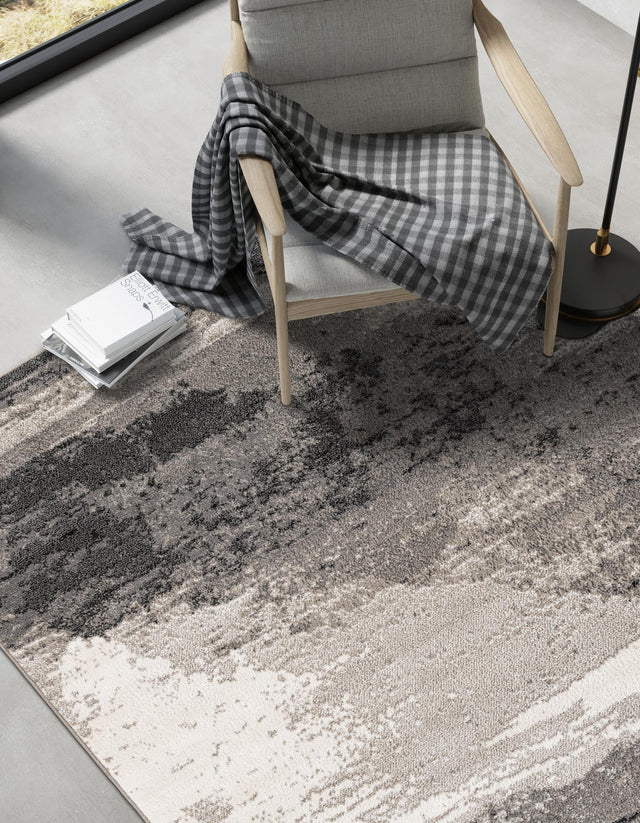 Black 5' 1 x 7' 1 Norge Rectangle Area Rug 100% Polypropylene Easy Clean Non Shed Stain Resistant Modern Carpet for Home Interior Design for Sale at Rug Engine