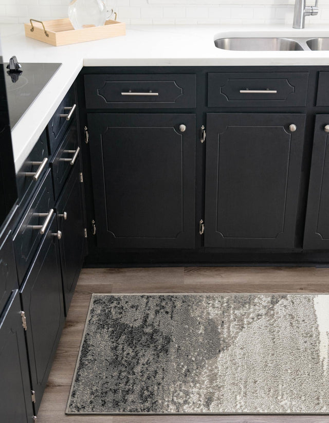 Black 2' x 8' Norge Runner Area Rug 100% Polypropylene Easy Clean Non Shed Stain Resistant Modern Carpet for Home Interior Design for Sale at Rug Engine