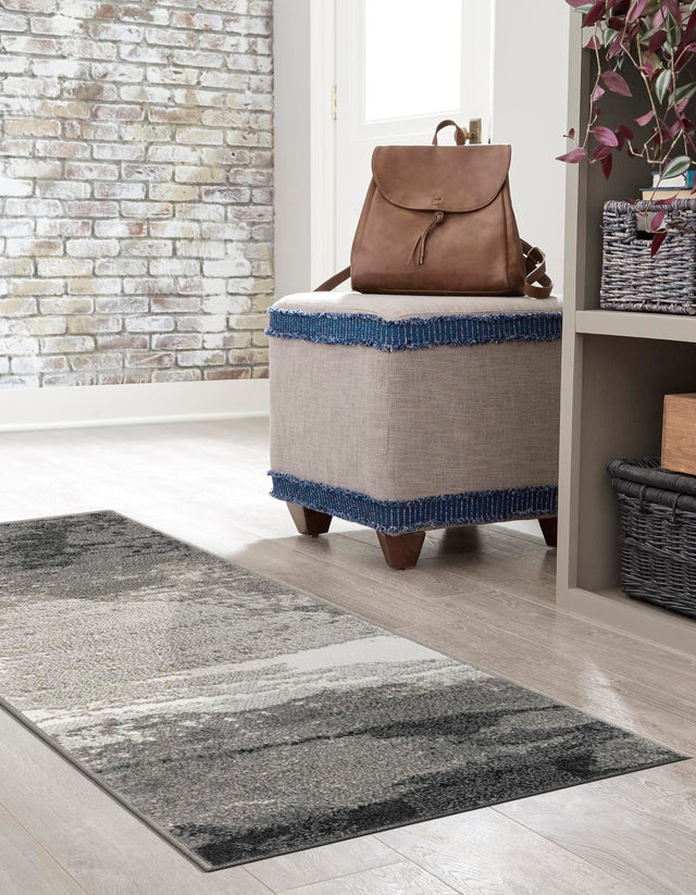 Black 2' x 8' Norge Runner Area Rug 100% Polypropylene Easy Clean Non Shed Stain Resistant Modern Carpet for Home Interior Design for Sale at Rug Engine