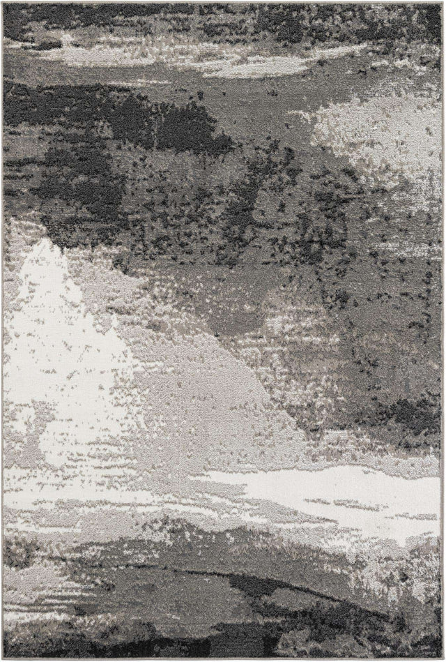 Black 6' 1 x 9' Norge Rectangle Area Rug 100% Polypropylene Easy Clean Non Shed Stain Resistant Modern Carpet for Home Interior Design for Sale at Rug Engine