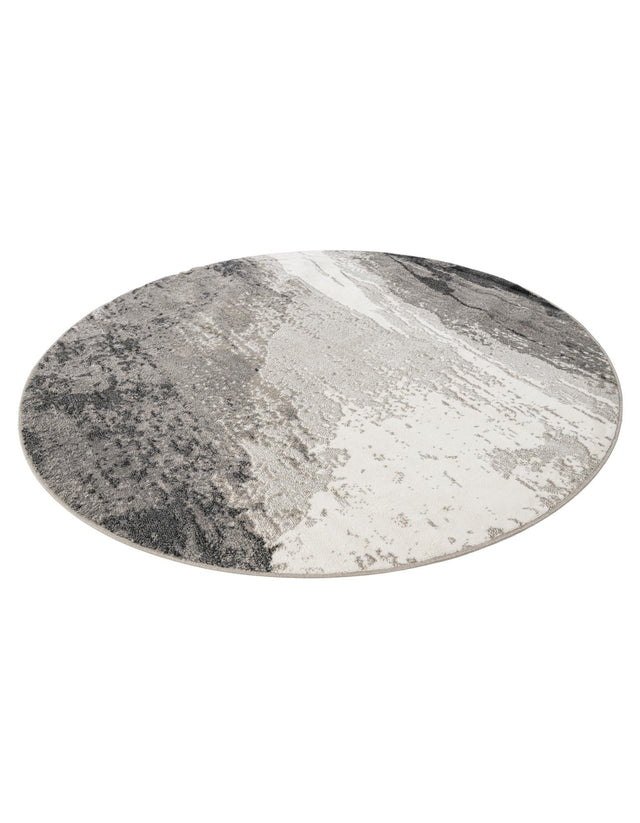 Black 7' 10 x 7' 10 Norge Round Area Rug 100% Polypropylene Easy Clean Non Shed Stain Resistant Modern Carpet for Home Interior Design for Sale at Rug Engine