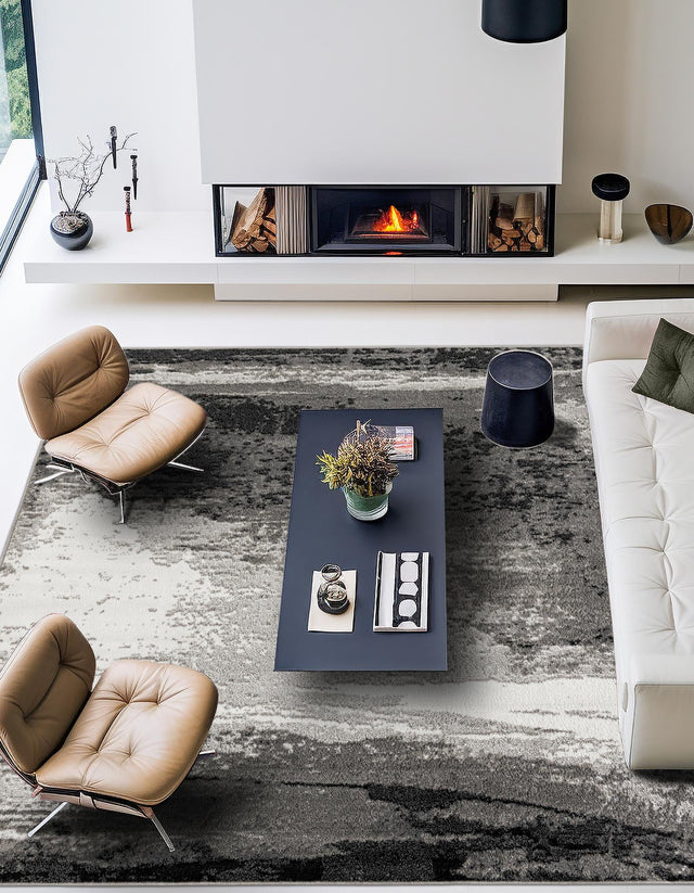 Black 10' x 10' Norge Square Area Rug 100% Polypropylene Easy Clean Non Shed Stain Resistant Modern Carpet for Home Interior Design for Sale at Rug Engine