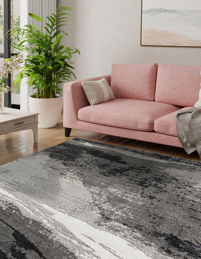 Black 10' x 10' Norge Square Area Rug 100% Polypropylene Easy Clean Non Shed Stain Resistant Modern Carpet for Home Interior Design for Sale at Rug Engine