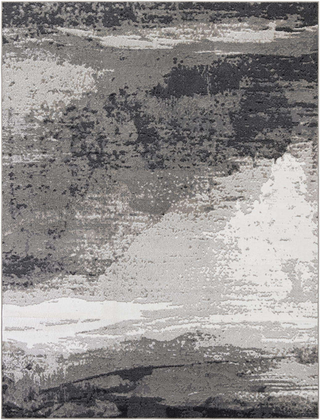Black 9' x 12' Norge Rectangle Area Rug 100% Polypropylene Easy Clean Non Shed Stain Resistant Modern Carpet for Home Interior Design for Sale at Rug Engine