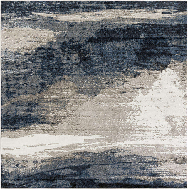 Blue 10' x 10' Norge Square Area Rug 100% Polypropylene Easy Clean Non Shed Stain Resistant Modern Carpet for Home Interior Design for Sale at Rug Engine