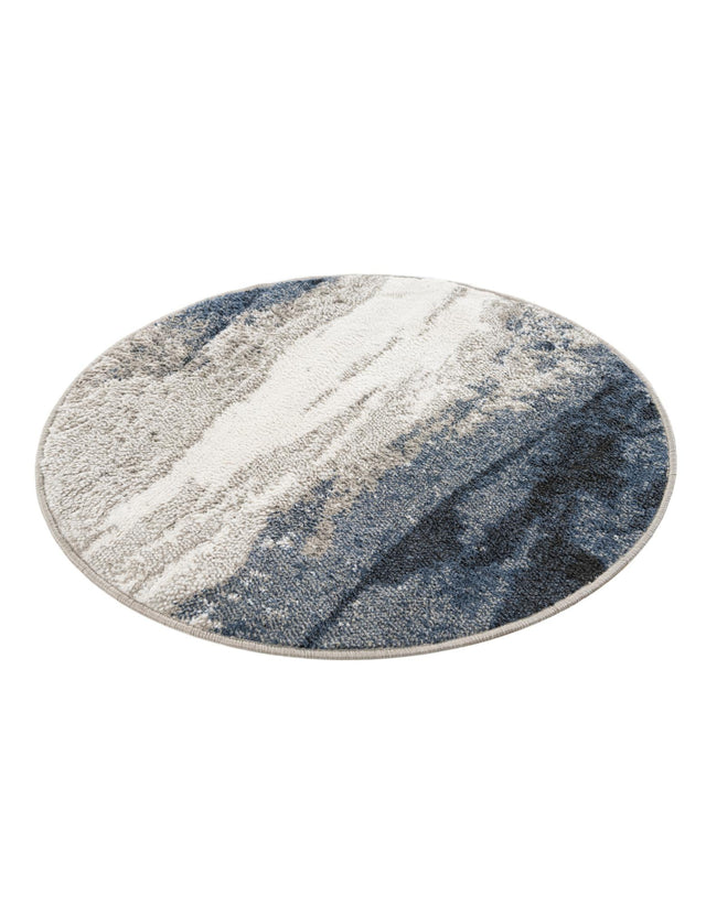 Blue 3' 1 x 3' 1 Norge Round Area Rug 100% Polypropylene Easy Clean Non Shed Stain Resistant Modern Carpet for Home Interior Design for Sale at Rug Engine