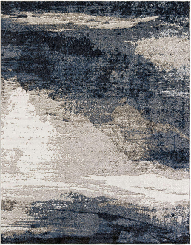 Blue 7' 10 x 10' Norge Rectangle Area Rug 100% Polypropylene Easy Clean Non Shed Stain Resistant Modern Carpet for Home Interior Design for Sale at Rug Engine