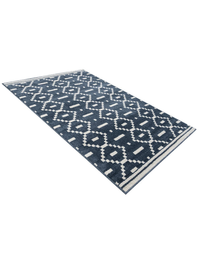 Blue 4' 1 x 6' 1 Norge Rectangle Area Rug 100% Polypropylene Easy Clean Non Shed Stain Resistant Modern Carpet for Home Interior Design for Sale at Rug Engine
