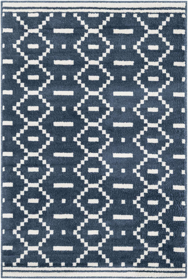 Blue 4' 1 x 6' 1 Norge Rectangle Area Rug 100% Polypropylene Easy Clean Non Shed Stain Resistant Modern Carpet for Home Interior Design for Sale at Rug Engine