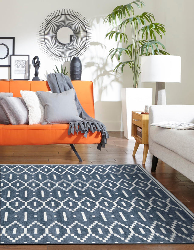 Blue 10' x 13' 1 Norge Rectangle Area Rug 100% Polypropylene Easy Clean Non Shed Stain Resistant Modern Carpet for Home Interior Design for Sale at Rug Engine