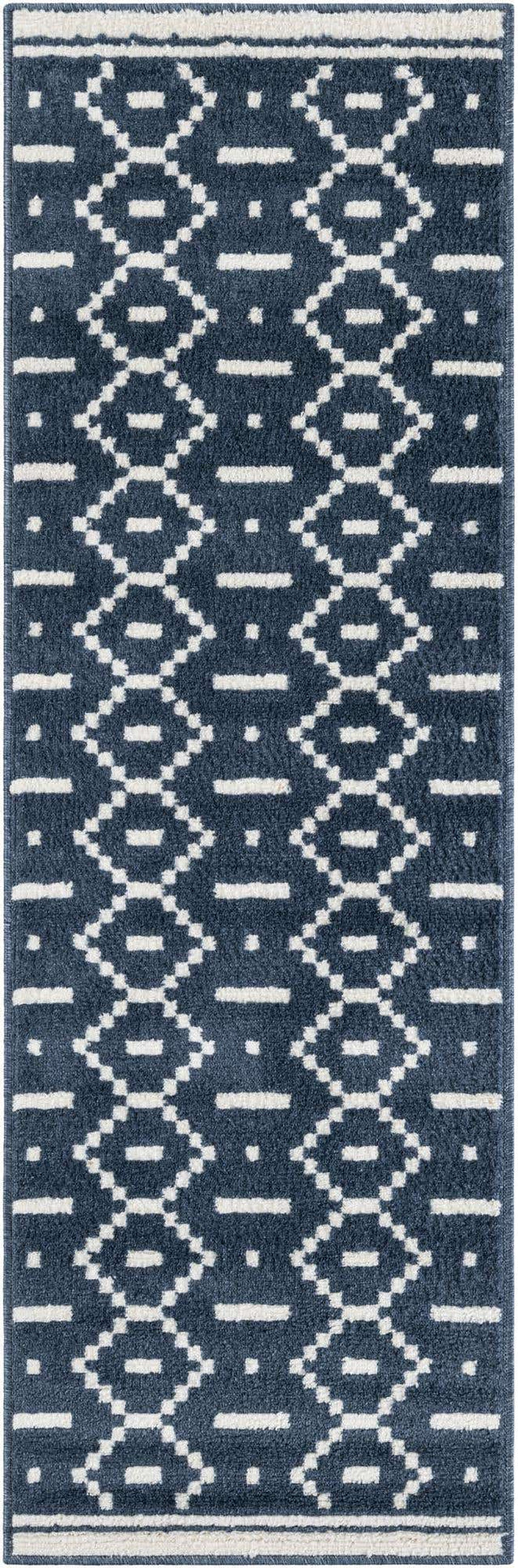 Blue 2' x 6' 1 Norge Runner Area Rug 100% Polypropylene Easy Clean Non Shed Stain Resistant Modern Carpet for Home Interior Design for Sale at Rug Engine