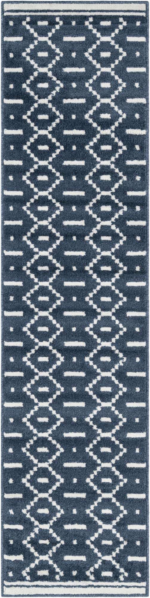 Blue 2' x 8' Norge Runner Area Rug 100% Polypropylene Easy Clean Non Shed Stain Resistant Modern Carpet for Home Interior Design for Sale at Rug Engine