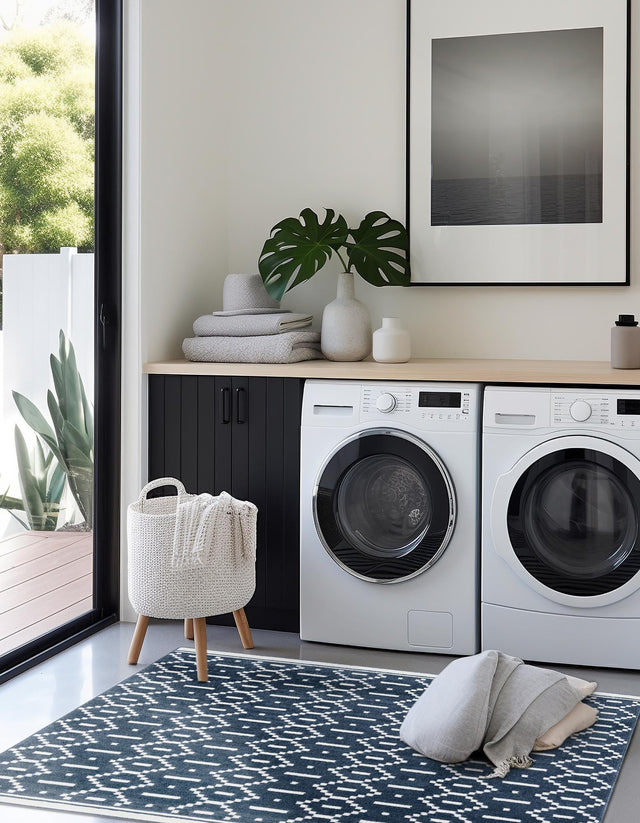 Blue 10' x 10' Norge Square Area Rug 100% Polypropylene Easy Clean Non Shed Stain Resistant Modern Carpet for Home Interior Design for Sale at Rug Engine