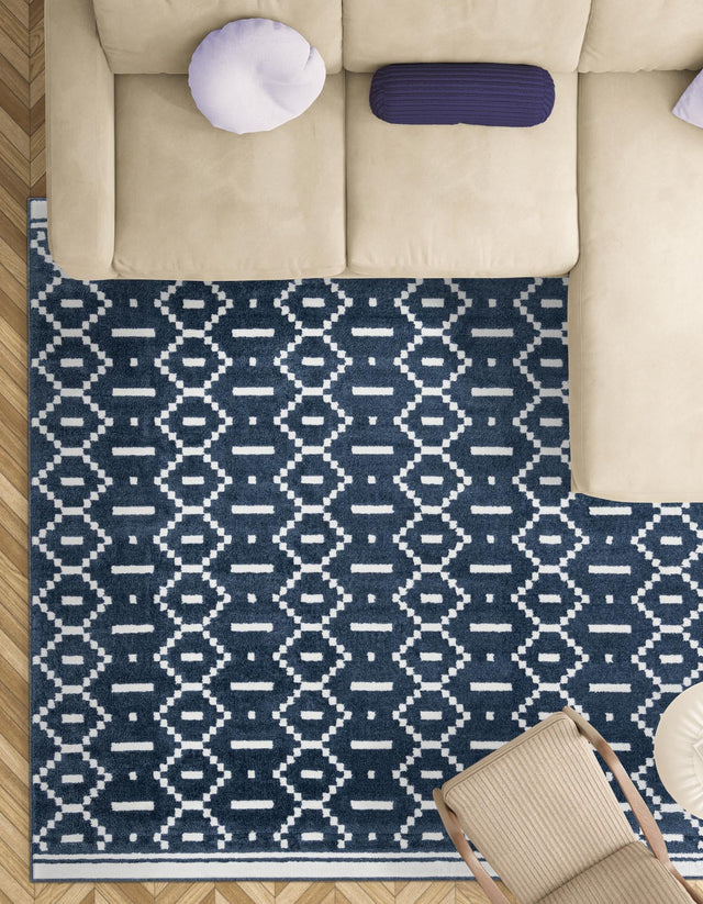 Blue 10' x 10' Norge Square Area Rug 100% Polypropylene Easy Clean Non Shed Stain Resistant Modern Carpet for Home Interior Design for Sale at Rug Engine