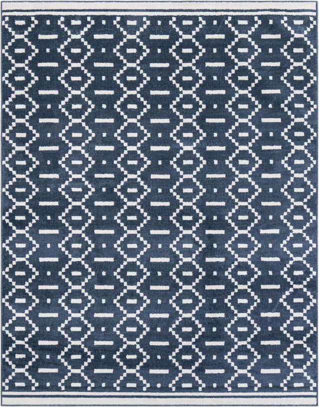 Blue 7' 10 x 10' Norge Rectangle Area Rug 100% Polypropylene Easy Clean Non Shed Stain Resistant Modern Carpet for Home Interior Design for Sale at Rug Engine