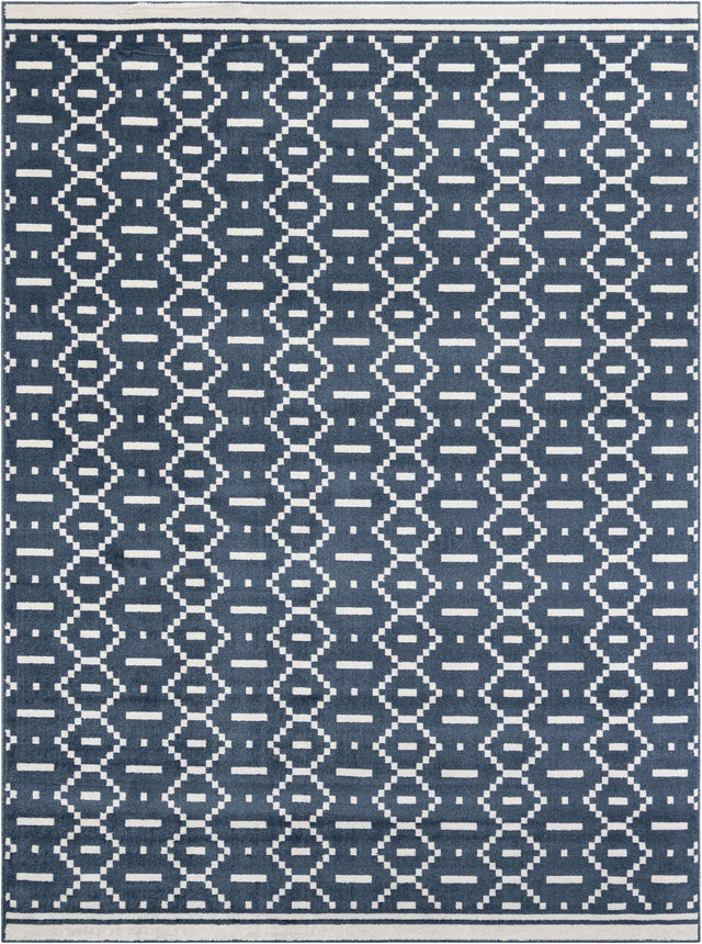 Blue 9' x 12' Norge Rectangle Area Rug 100% Polypropylene Easy Clean Non Shed Stain Resistant Modern Carpet for Home Interior Design for Sale at Rug Engine