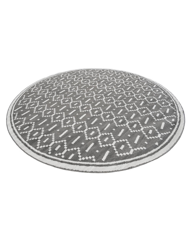 Gray 10' x 10' Norge Round Area Rug 100% Polypropylene Easy Clean Non Shed Stain Resistant Modern Carpet for Home Interior Design for Sale at Rug Engine