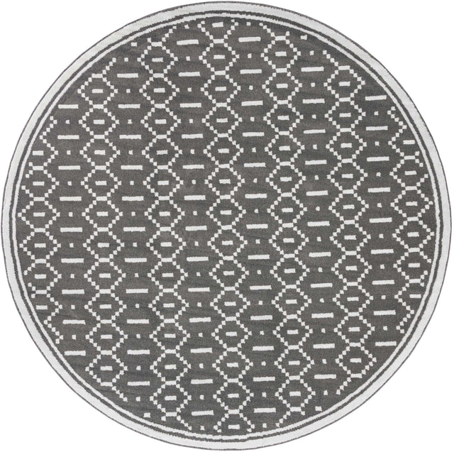 Gray 10' x 10' Norge Round Area Rug 100% Polypropylene Easy Clean Non Shed Stain Resistant Modern Carpet for Home Interior Design for Sale at Rug Engine