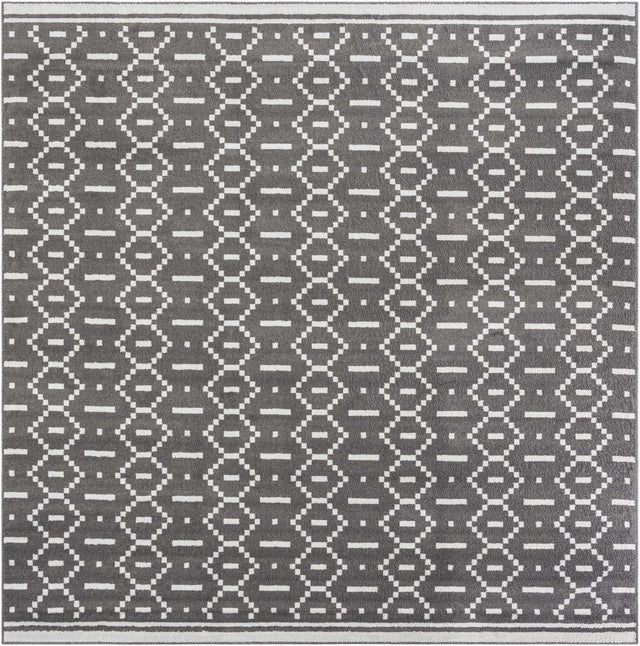 Gray 10' x 10' Norge Square Area Rug 100% Polypropylene Easy Clean Non Shed Stain Resistant Modern Carpet for Home Interior Design for Sale at Rug Engine