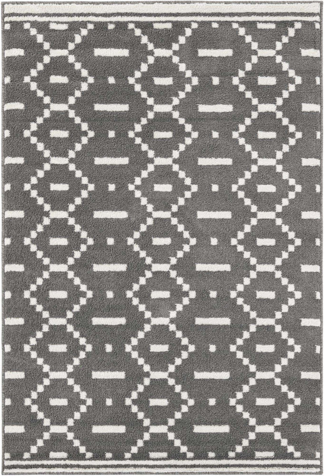 Gray 4' 1 x 6' 1 Norge Rectangle Area Rug 100% Polypropylene Easy Clean Non Shed Stain Resistant Modern Carpet for Home Interior Design for Sale at Rug Engine