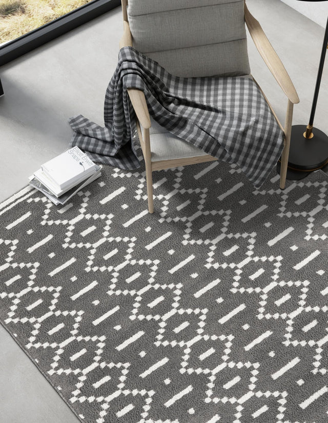 Gray 5' 1 x 7' 1 Norge Rectangle Area Rug 100% Polypropylene Easy Clean Non Shed Stain Resistant Modern Carpet for Home Interior Design for Sale at Rug Engine