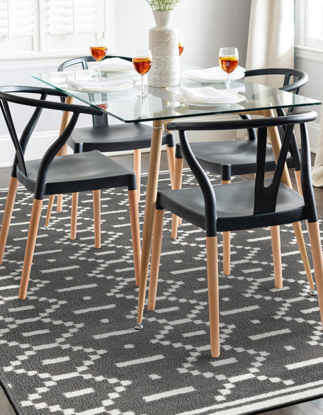 Gray 4' 1 x 6' 1 Norge Rectangle Area Rug 100% Polypropylene Easy Clean Non Shed Stain Resistant Modern Carpet for Home Interior Design for Sale at Rug Engine