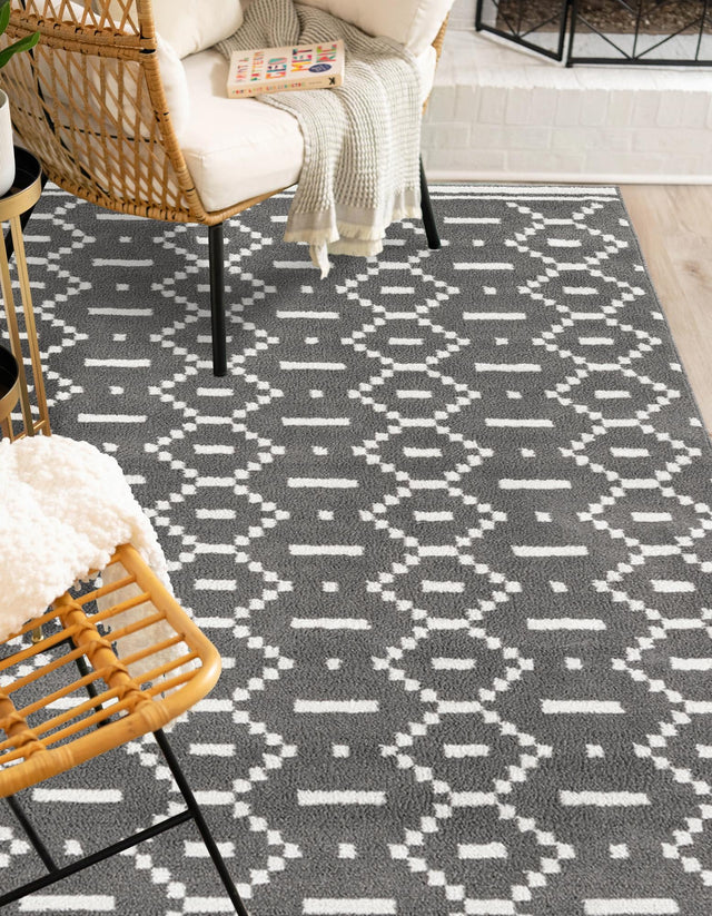 Gray 5' 1 x 7' 1 Norge Rectangle Area Rug 100% Polypropylene Easy Clean Non Shed Stain Resistant Modern Carpet for Home Interior Design for Sale at Rug Engine