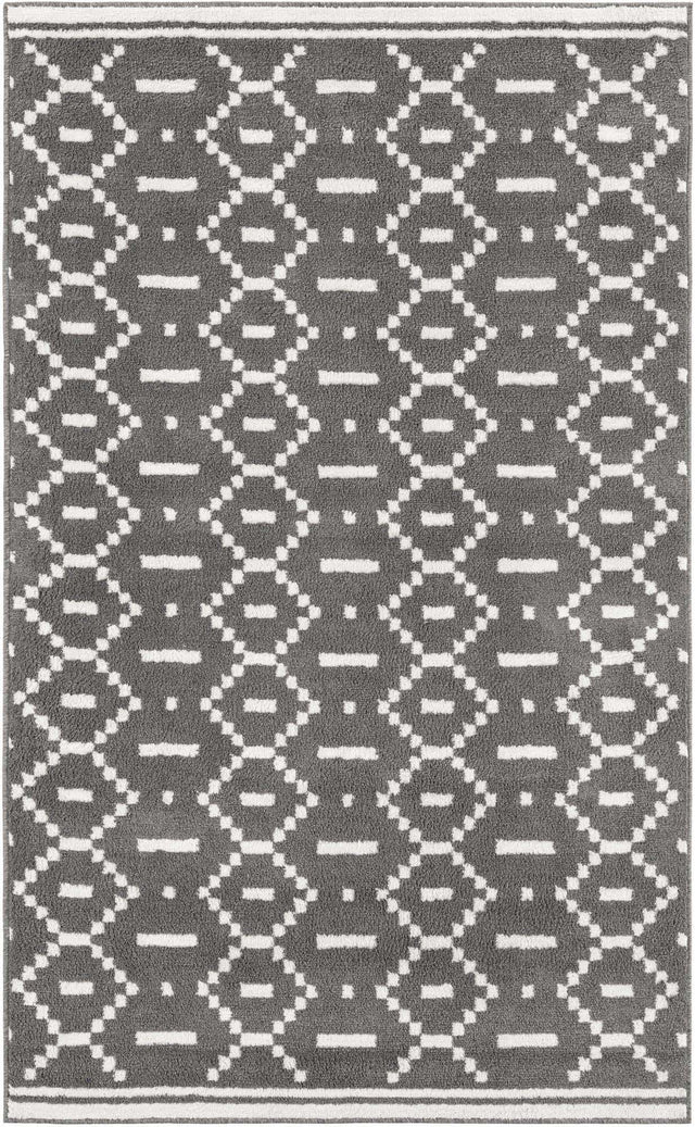 Gray 5' 1 x 8' Norge Rectangle Area Rug 100% Polypropylene Easy Clean Non Shed Stain Resistant Modern Carpet for Home Interior Design for Sale at Rug Engine