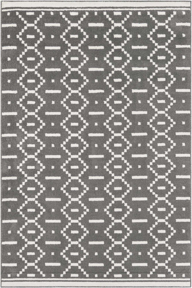 Gray 6' 1 x 9' Norge Rectangle Area Rug 100% Polypropylene Easy Clean Non Shed Stain Resistant Modern Carpet for Home Interior Design for Sale at Rug Engine
