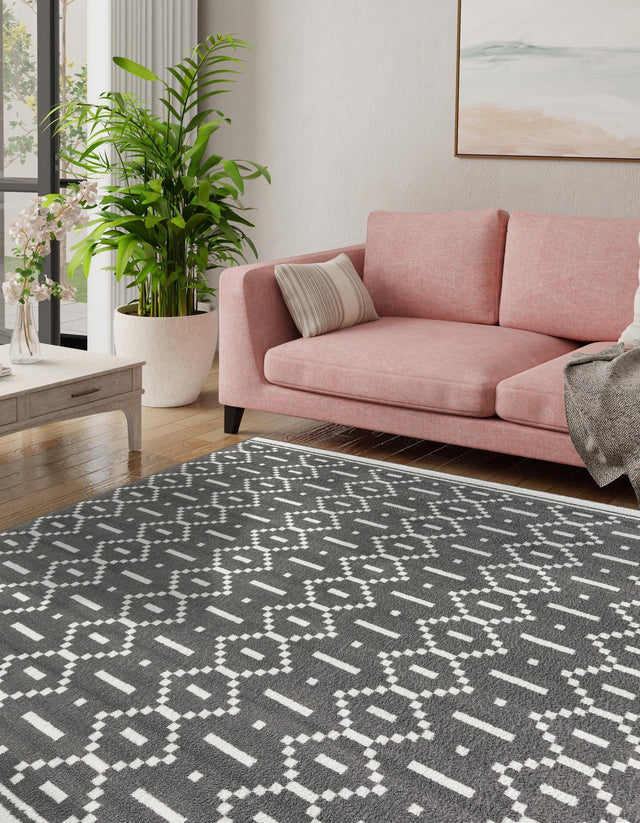 Gray 10' x 10' Norge Square Area Rug 100% Polypropylene Easy Clean Non Shed Stain Resistant Modern Carpet for Home Interior Design for Sale at Rug Engine