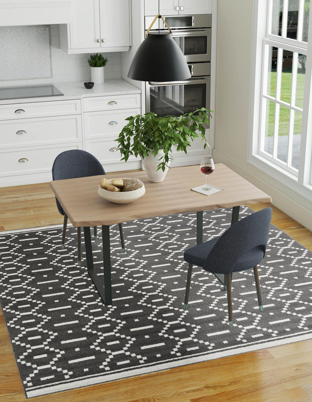 Gray 10' x 10' Norge Square Area Rug 100% Polypropylene Easy Clean Non Shed Stain Resistant Modern Carpet for Home Interior Design for Sale at Rug Engine