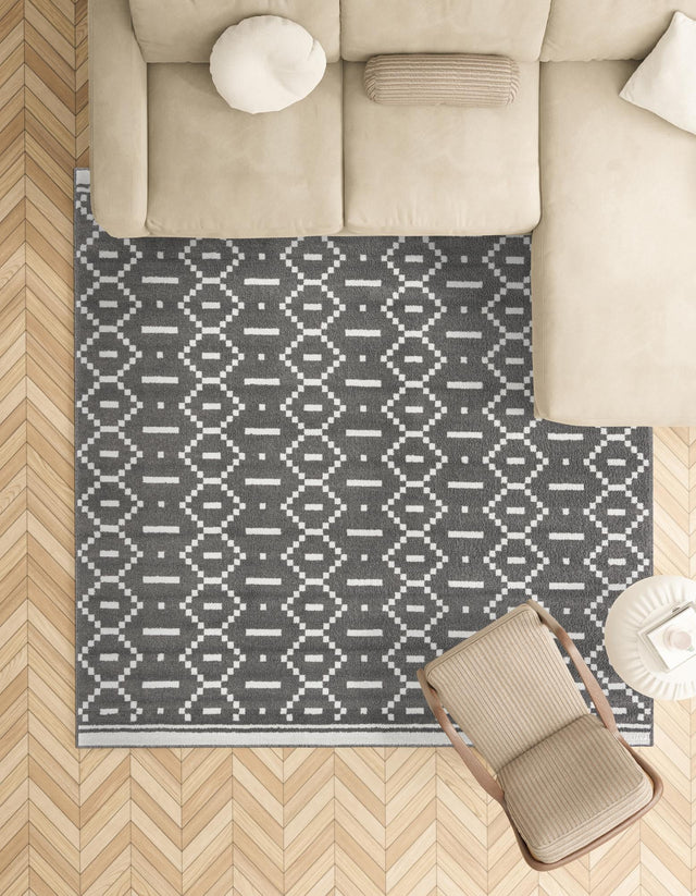 Gray 10' x 10' Norge Square Area Rug 100% Polypropylene Easy Clean Non Shed Stain Resistant Modern Carpet for Home Interior Design for Sale at Rug Engine