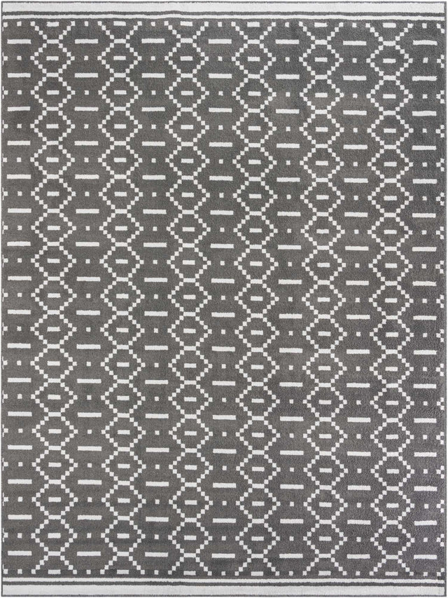 Gray 9' x 12' Norge Rectangle Area Rug 100% Polypropylene Easy Clean Non Shed Stain Resistant Modern Carpet for Home Interior Design for Sale at Rug Engine