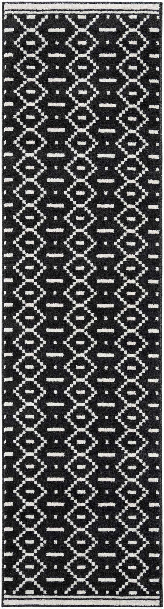 Black 2' 7 x 10' Norge Runner Area Rug 100% Polypropylene Easy Clean Non Shed Stain Resistant Modern Carpet for Home Interior Design for Sale at Rug Engine