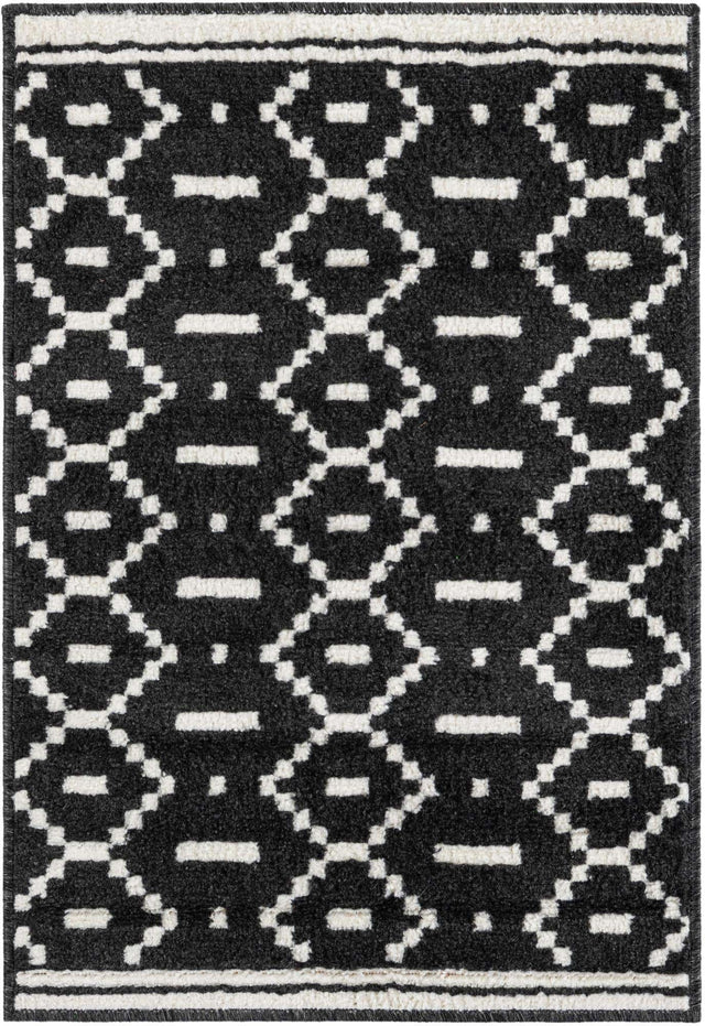 Black 2' x 3' 1 Norge Rectangle Area Rug 100% Polypropylene Easy Clean Non Shed Stain Resistant Modern Carpet for Home Interior Design for Sale at Rug Engine