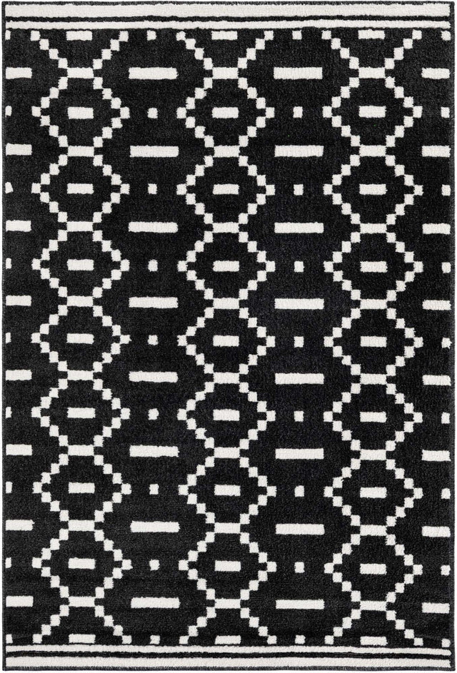 Black 4' 1 x 6' 1 Norge Rectangle Area Rug 100% Polypropylene Easy Clean Non Shed Stain Resistant Modern Carpet for Home Interior Design for Sale at Rug Engine