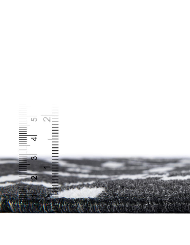 Black 5' 1 x 5' 1 Norge Round Area Rug 100% Polypropylene Easy Clean Non Shed Stain Resistant Modern Carpet for Home Interior Design for Sale at Rug Engine