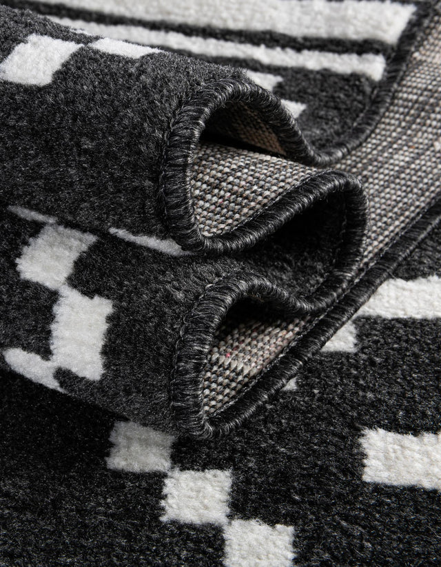 Black 2' x 8' Norge Runner Area Rug 100% Polypropylene Easy Clean Non Shed Stain Resistant Modern Carpet for Home Interior Design for Sale at Rug Engine