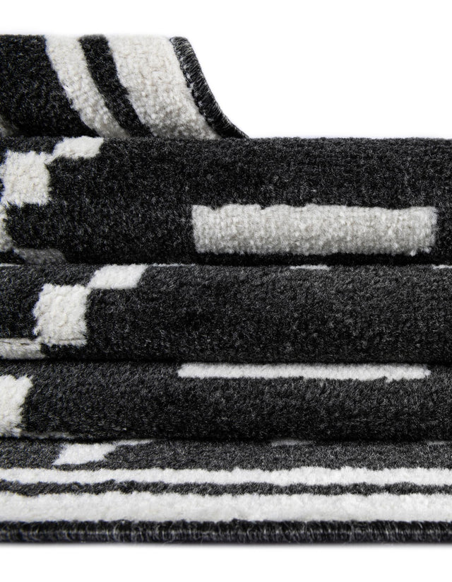 Black 2' x 8' Norge Runner Area Rug 100% Polypropylene Easy Clean Non Shed Stain Resistant Modern Carpet for Home Interior Design for Sale at Rug Engine