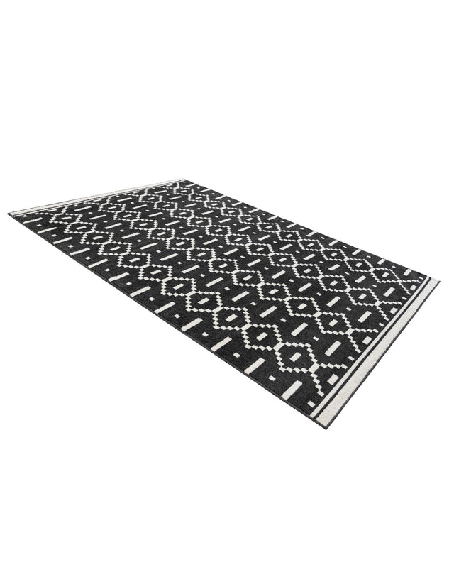 Black 6' 1 x 9' Norge Rectangle Area Rug 100% Polypropylene Easy Clean Non Shed Stain Resistant Modern Carpet for Home Interior Design for Sale at Rug Engine