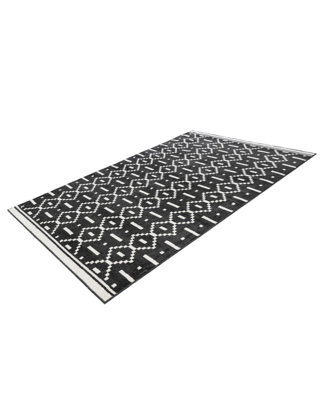 Black 6' 1 x 9' Norge Rectangle Area Rug 100% Polypropylene Easy Clean Non Shed Stain Resistant Modern Carpet for Home Interior Design for Sale at Rug Engine