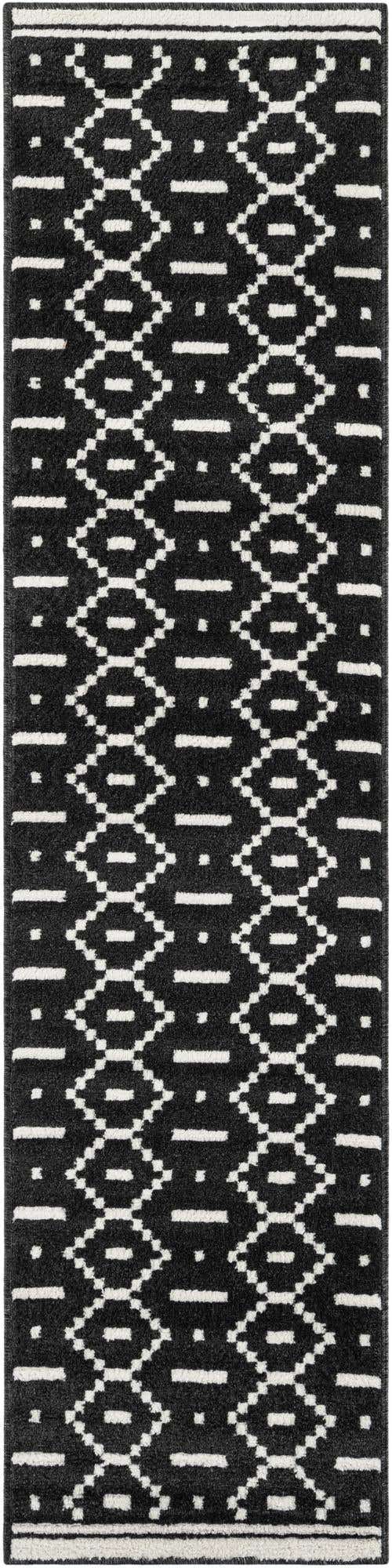 Black 2' x 8' Norge Runner Area Rug 100% Polypropylene Easy Clean Non Shed Stain Resistant Modern Carpet for Home Interior Design for Sale at Rug Engine