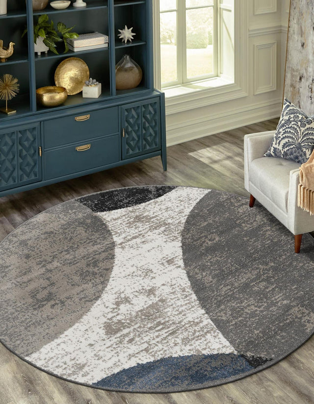 Multicolor 5' 1 x 5' 1 Norge Round Area Rug 100% Polypropylene Easy Clean Non Shed Stain Resistant Modern Carpet for Home Interior Design for Sale at Rug Engine