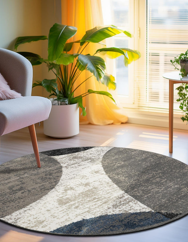 Multicolor 7' 10 x 7' 10 Norge Round Area Rug 100% Polypropylene Easy Clean Non Shed Stain Resistant Modern Carpet for Home Interior Design for Sale at Rug Engine
