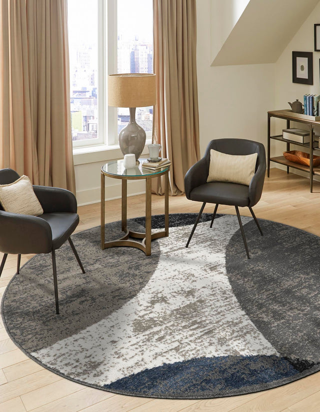 Multicolor 5' 1 x 5' 1 Norge Round Area Rug 100% Polypropylene Easy Clean Non Shed Stain Resistant Modern Carpet for Home Interior Design for Sale at Rug Engine
