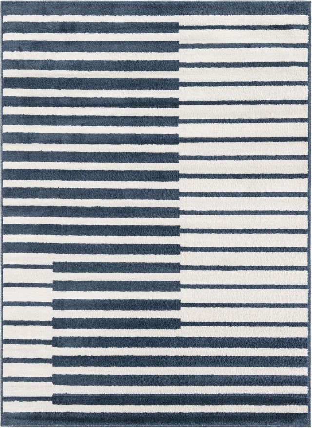 Blue 5' 1 x 7' 1 Norge Rectangle Area Rug 100% Polypropylene Easy Clean Non Shed Stain Resistant Modern Carpet for Home Interior Design for Sale at Rug Engine