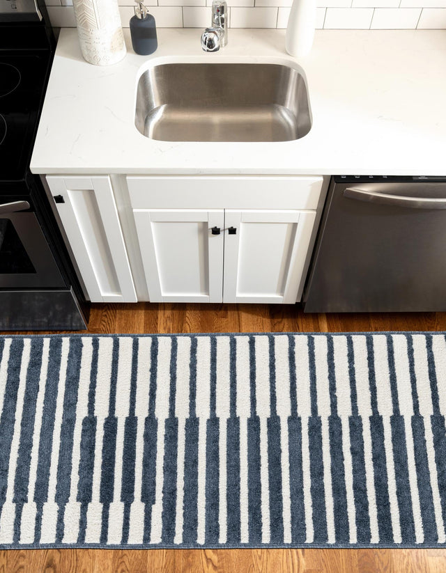 Blue 2' x 8' Norge Runner Area Rug 100% Polypropylene Easy Clean Non Shed Stain Resistant Modern Carpet for Home Interior Design for Sale at Rug Engine