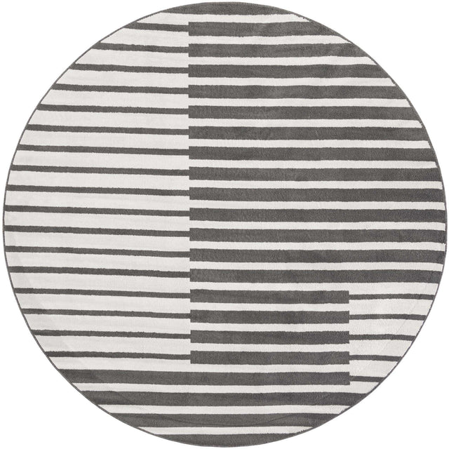 Gray 10' x 10' Norge Round Area Rug 100% Polypropylene Easy Clean Non Shed Stain Resistant Modern Carpet for Home Interior Design for Sale at Rug Engine